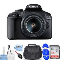 Canon EOS 2000D / Rebel T7 with 18-55mm is II Lens Starter Bundle with 32GB SD, Memory Card Reader, Gadget Bag, Blower, Microfiber Cloth and Cleaning Kit