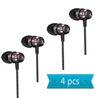 Geeboy Richer Bass HiFi Stereo Headphones Wholesale 4 Packs in-Ear Mic 3.5mm Electronics Wired Headphones,MP3 Walkman (Black)