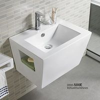 Bathroom 24" Wall Mount Bathroom White Porcelain Ceramic Vessel Sink combo 500E