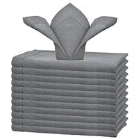 GLAMBURG Cotton Dinner Napkins Set of 12, Cloth Dinner Napkins 18x18, Soft and Comfortable Cocktail Napkins, Wedding Dinner Napkins with Mitered Corners and Hemstitched - Charcoal Grey