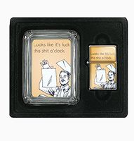 @#$% This @#$% Funny Square Glass AshTray and Oil Lighter Set
