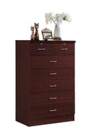 Hodedah 7 Drawer Chest, Five Large Drawers, Two Smaller Drawers with Two Locks, Mahogany