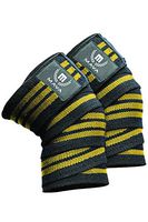 Mava Sports Knee Wraps for Weightlifting, Squats, Powerlifting, WODs,Gym Workout & Fitness | Perfect Compression Knee Straps with Great Elastic Support for Men & Women - 72"- (Pair) - Yellow