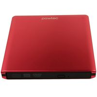 Pawtec External USB 3.0 Aluminum 8X DVD-RW Writer Optical Drive For PC Windows & Mac (Red)