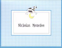 Cow Over the Moon Blue Printable Note Cards