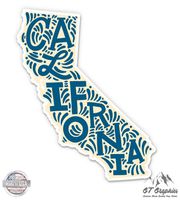 California State Shape Cute Letters Native Local - 8" Vinyl Sticker - For Car Laptop I-Pad - Waterproof Decal