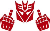 Family Connections Transformers Decepticon Middle Finger Vinyl Decal Sticker for Window~Car~Truck~Boat~Laptop~iPhone~Motorcycle~Gaming Console~ Size 6" X 3.73" Reflective RED