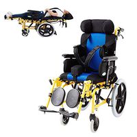 ZZYYZZ Pediatric Wheelchair, Reclinable Design with Flip-Back Desk and Elevating Leg Rests Child Manual Wheelchair, 22" X 18" Seat