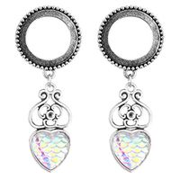 Diamond Women/Men Stainless Steel Ear Extender Heart Scale Ear Plugs Earrings/12mm