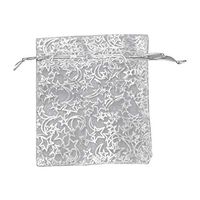PH PandaHall 100pcs 3.5 x 4.7 Inches White Organza Gift Bags with Moon Stars Pattern with Satin Drawstring Rectangle Organza Jewelry Pouches Wedding Party Christmas Favor Gift Bags