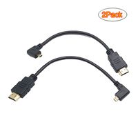 Seadream 8inch 90 Degree Angle Micro HDMI Male To HDMI Male Cable Connector (2pcs:1pcs left angled+1pcs right angled)