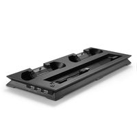 TNP PS4 Slim Edition Stand + Controller Charger + Cooling Fan + USB Hub - Vertical Dock Charge Station for DualShock Controller, External Cooler Fan, 3 USB Port Hub 4-in-1 Accessories [Playstation 4]