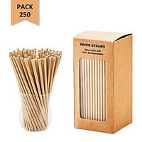 EASY ROAD [250 Pack] Paper Straws - Kraft Brown Drinking Straws,100% Biodegradable,BPA Free FDA Approval,Party Supplies, Birthday, Wedding, Bridal/Baby Shower Decorations and Holiday Celebrations