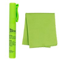 Eye Glasses Cleaning Kit for Lenses and Screens | (1) Eyeglass Cleaner Spray 8 ml Bottle + (1) Soft Premium Microfiber Cloth | for Eyewear, Sunglasses, Camera Lenses, Smartphones, and Tablets | Green