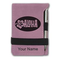 Mini Notepad, Aloha, Personalized Engraving Included (Pink)