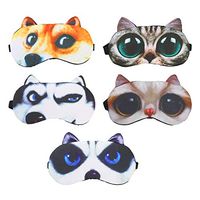 5 Packs Animal Sleep Mask - Soft Funny Blindfolds Sleeping Mask, Cute Cat Dog Eye Cover for Kids Girls Men Women Plane Travel Nap Night Sleeping