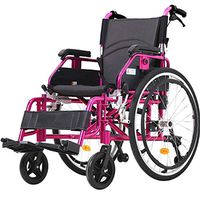 Elderly Comfort Wheelchair, Rose Red Comfort Folding Lightweight Ultra Lightweight Portable Sport Casual Aluminum Alloy wheelchair for Disabled or Elderly Female Women Traveling