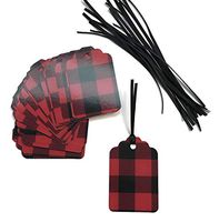 Lumberjack Gift Tags (Red Buffalo Plaid) for Christmas Gift Wrapping, Set/20