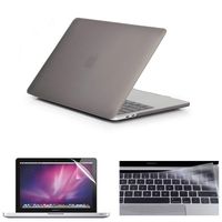 Applefuns 3In1 Hard Shell Case + Keyboard Cover + Screen Protector for MacBook Pro 15" with Touch Bar (2019 2018 2017 2016 Release A1990 A1707)- Grey