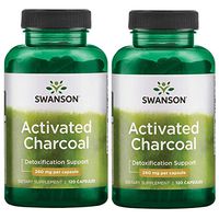 Swanson Activated Charcoal, Detox Support Supplement 260 mg, 120 Capsules, 60 Servings, 520 mg per Serving (2 Pack)