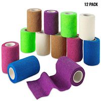 Self Adherent Wrap - Bulk Pack of 12, Athletic Tape Rolls and Sports Wraps, Self Cohesive Non-Woven Adhesive Bandage (3 in x 5 Yards) FDA Approved for Ankle Sprains & Swelling