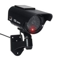 VIENNAR Solar Powered Bullet Dummy Fake Simulated Surveillance Security CCTV Dome Camera Indoor Outdoor with One Flash LED Light (Black, OneSize)