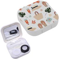 Portable Contact Lens Case Box Travel Kit Mirror + Bottle + Tweezers Container Holder [ Cartoon ]