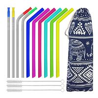 Reusable Straws,Edobil 6 Silicone Straws+4 Stainless Steel Straws+3 Cleaning Brushes+4 Silicone Tips for 30oz / 20oz Tumblers Yeti (Colourful)