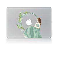 Green Skirt Girl with Flowers Ring Removable Vinyl Laptop MacBook Sticker Decal for Apple Notebook MacBook Air Pro Retina 13 Inch