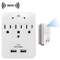 WF-113 (Up Angle) Sony Chip Super Low Light Wireless Spy Camera with WiFi Digital IP Signal, Recording & Remote Internet Access (Camera Hidden in 3 AC Outlet with Dual USB Charging Port Wall Charger)