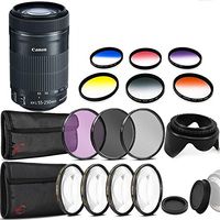 Canon EF-S 55-250mm f/4-5.6 is STM Lens + 58mm Filter Kit + Macro Kit + Color Filter Kit + Tulip Lens Hood + Rear & Front Cap