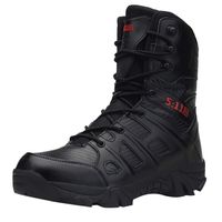 HOSOME Men Military Boots Comfortable Non-Slip Wear-Resistant Combat Hiking Outdoor Shoes Lace-up Desert Boots Black
