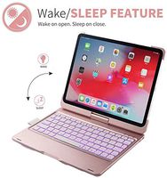 iPad 10.2 inch Case with Keyboard - 360 Degree Rotatable 180 Flip Wireless/BT Keyboard with Case Thin Light Backlit Keyboard Cover Auto Sleep/Wake for 10.2'' iPad 7th Generation (Rose Gold)