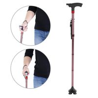 Retractable Crutches Folding LED Lights Aluminum Cane Reflective Blind T-Slip Handle Crutches Suitable for Men and Women