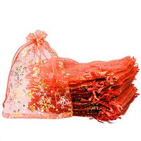 UHANGETH 5x7 Inch 100 Pcs Drawstring Organza Bags Gold Snowflake Party Wedding Favor Candy Jewelry Bag Pouches