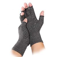 FITTOO Compression Arthritis Gloves for Men & Women, Breathable & Moisture Wicking Fabric Open Finger Hand Compression Gloves for Joint Pain Symptom Relief, Ease Muscle Tension, Sport Gray-M