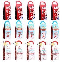 CheeseandU Christmas Gift Bags 30Pack Santa HoHoHo Candy Treat Boxes 3Designs Baking Wraping Gift Packaging for Holiday Xmas Goody Gift Party Goodie Paper Boxes Tag&Ribbon not Included