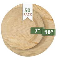 CaterEco Deluxe Round Palm Leaf Plates Set (50 Pack) | (25) Dinner Plates & (25) Salad Plates | Ecofriendly Disposable Dinnerware | Heavy Duty Biodegradable Party Utensils for Wedding, Camping & More