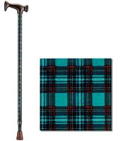 NOVA Designer Walking Cane with T-Grip Molded Handle, Lightweight and Adjustable Walking Stick, Green Plaid Design
