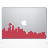 The Decal Guru Seattle City Skyline Decal Vinyl Sticker, 13" MacBook Pro (2015 & Older Models), Red (2332-MAC-13P-DR)