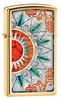 Zippo Lighter: Slim Fusion Flowers - High Polish Brass 80421