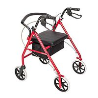 Festnight Rolling Walker with Padded Cushion Seat and Basket Wheeled Iron Frame Walker Chair Height Adjustable for Indoor Outdoor Use
