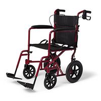 Caremax Medical Burgundy Streak Wheelchair with Handbrakes, Swing Away Footrests, 19" Seat
