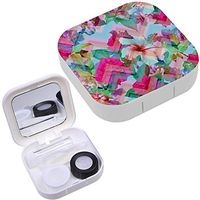Portable Contact Lens Case Box Travel Kit Mirror + Bottle + Tweezers Container Holder [ Floral Photo Collage ]