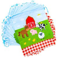Farm Animal Drawstring Party Favor Bags for Kids Birthday (12 x 10 in, 12 Pack)