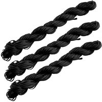 uxcell Polyester Festival DIY Chinese Knot Bracelet Rattail Cord Rope 31 Yards 3pcs Black