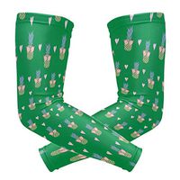Yellow Pineapple Glasses & Heart Green Unisex Arm Sleeve,UV Protection Arm Compression Sleeve, Skin Protection Sport Arm Cooler Sleeve for Running Hiking Jogging Motorcycling Climbing Camping