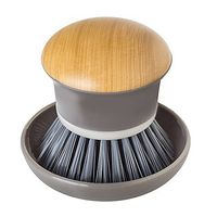Vigar Bamboo Print Palm Dish Brush with Holder in Grey