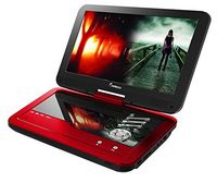 Impecca 10.1 Inch Portable DVD Player- Red DVD Player with 6 Hour Rechargeable Battery and Swivel Screen, Rechargeable DVD Player (Red)