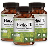 Herbal T Natural Testosterone Booster for Men by DailyNutra - Supplement for Energy, Endurance, and Vitality | Featuring Clinically Studied KSM-66 Ashwagandha (3-Pack)